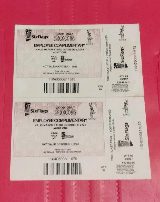 RARE AUTHENTIC 2005 HOUSTON, TX ASTROWORLD EMPLOYEE TICKET FEW IN EXISTENCE RARE AUTHENTIC 2005 HOUSTON, TX ASTROWORLD EMPLOYEE TICKET FEW IN EXISTENCE