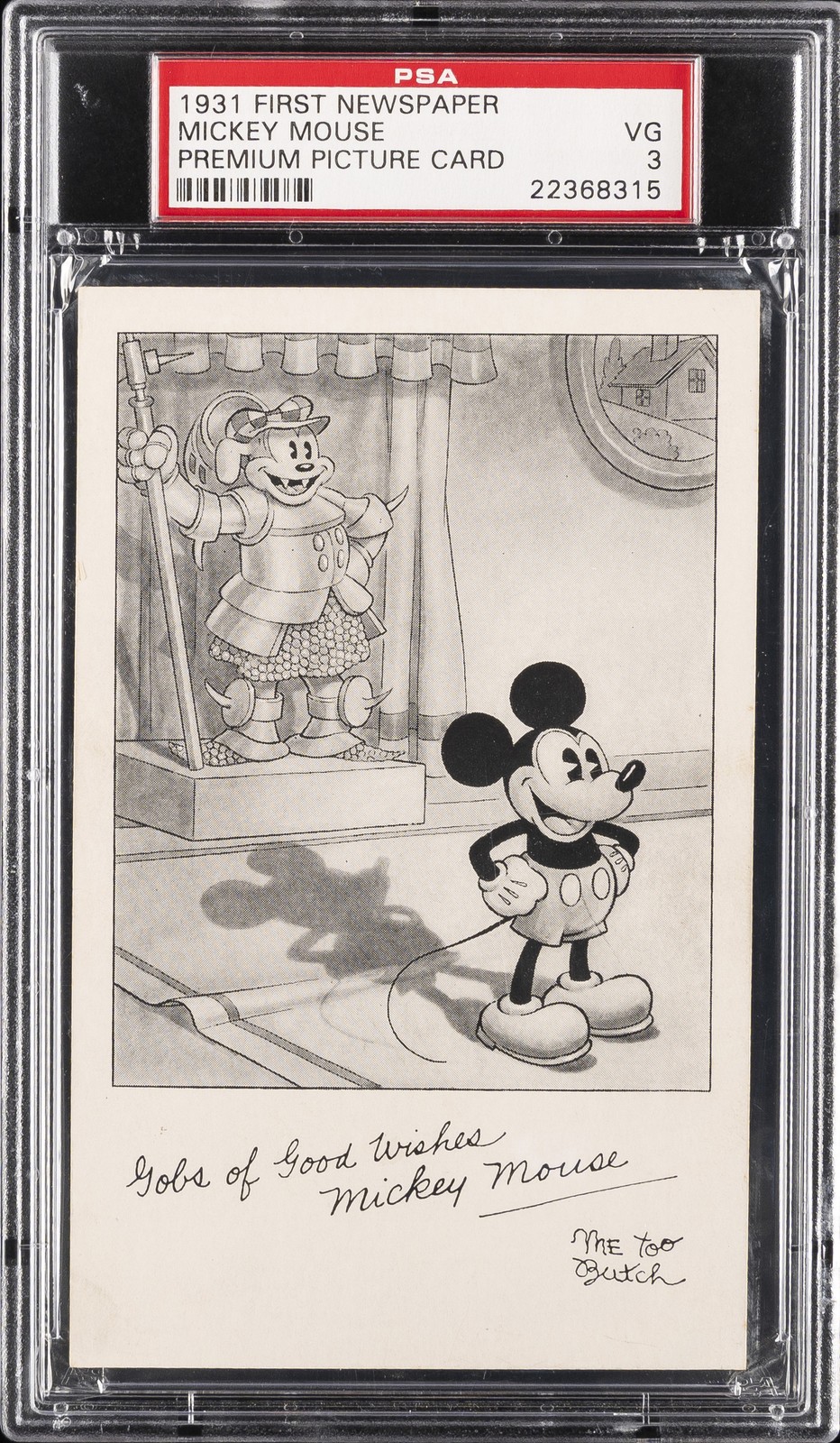 1931 FIRST NEWSPAPER PREMIUM PICTURE CARD MICKEY MOUSE PSA 3 1931 FIRST NEWSPAPER PREMIUM PICTURE CARD MICKEY MOUSE PSA 3