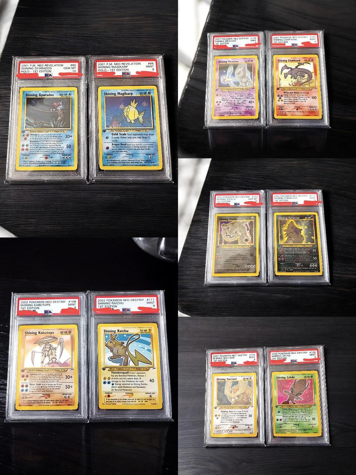 Shining Gyarados Charizard Mewtwo Neo Destiny Neo Revelation PSA9/PSA10 1st ED