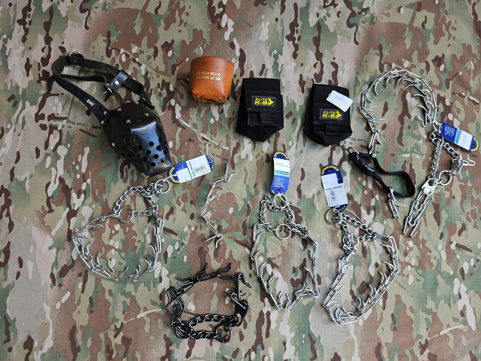LOT K9 Military Dog Training Aids Herm Sprenger Curogan Collar Ray Allen Muzzle