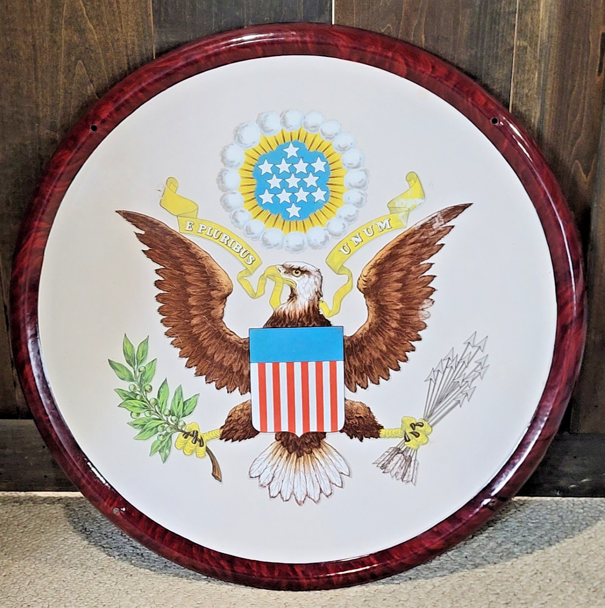 1908 Ing-Rich Porcelain Great Seal US Embassy Sign 2' Diameter RARE Original 1908 Ing-Rich Porcelain Great Seal US Embassy Sign 2' Diameter RARE Original
