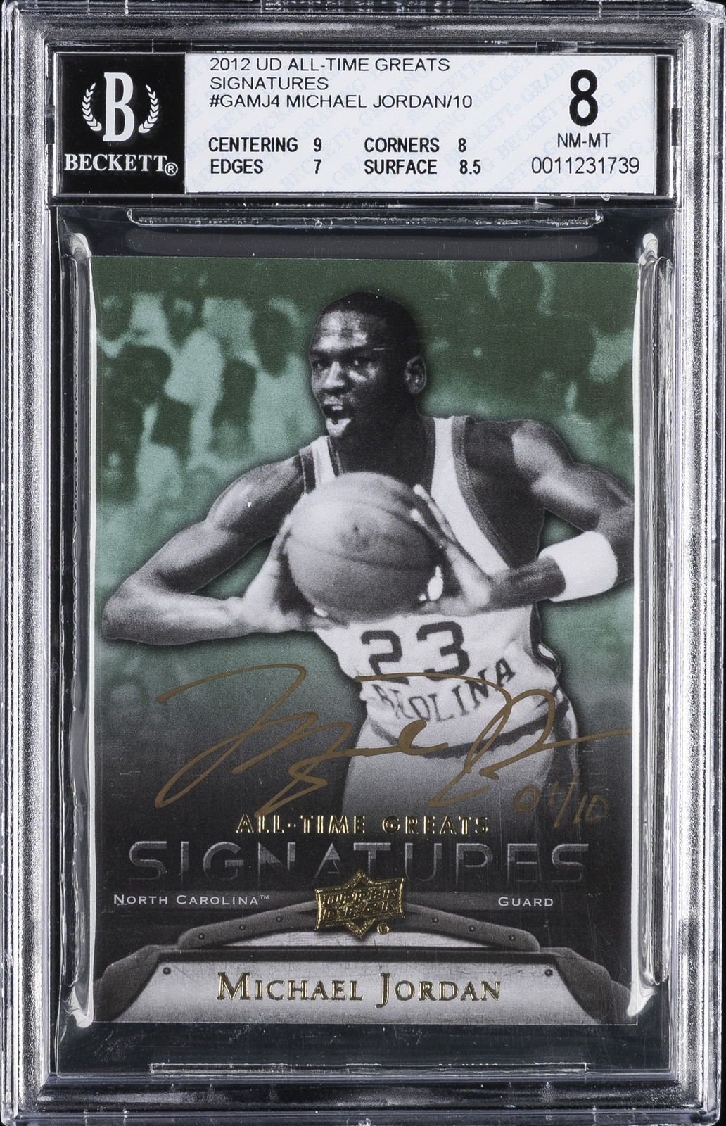 2012 UD ALL-TIME GREATS SIGNATURES MICHAEL JORDAN BGS 8