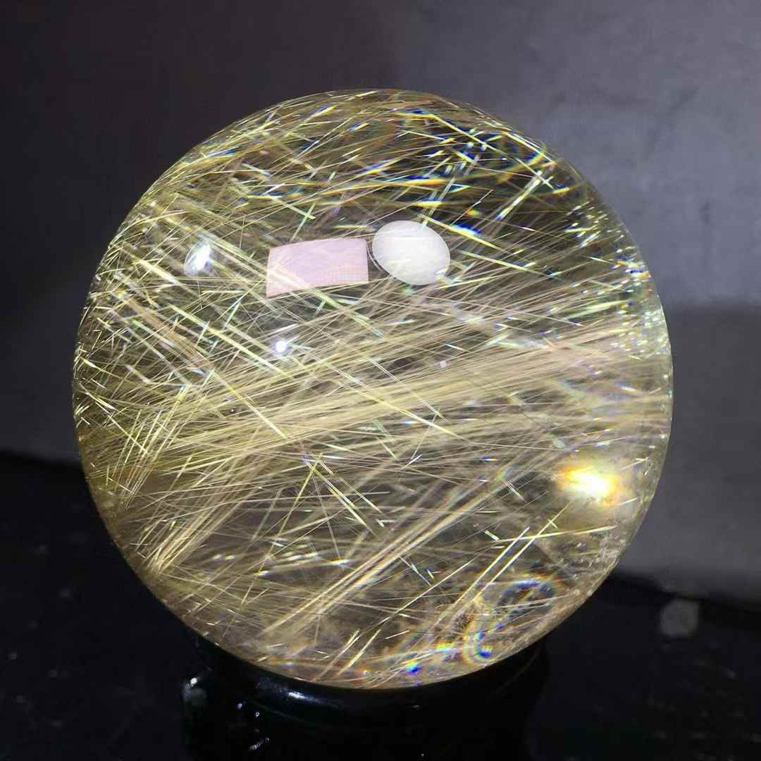 80mm natural golden rutilated quartz sphere crystal polished ball energy healing